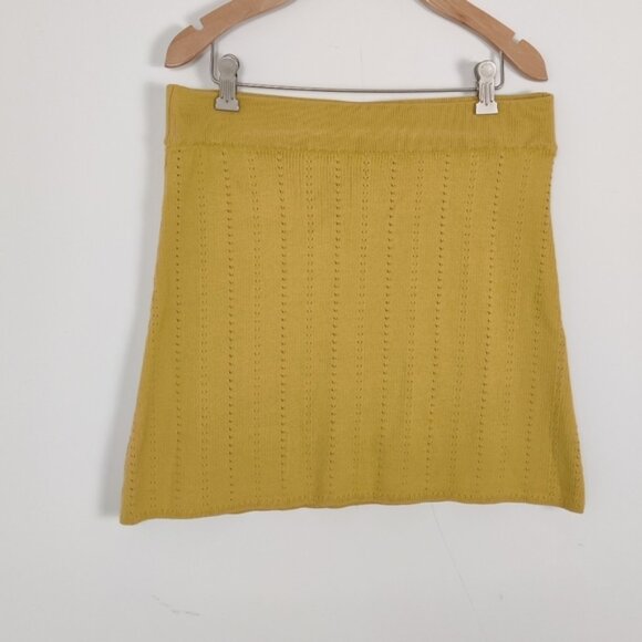 Free People Women's Yellow Knit Mini Skirt Size Large NEW Y2K 90s Retro - Picture 1 of 8